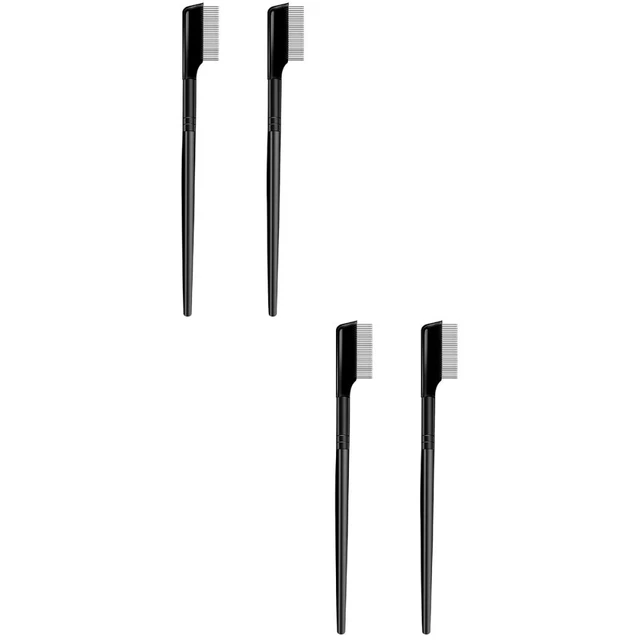 4 PCS Eyebrow Extension Brush Metal Eyelash Separator Tool Comb Teeth