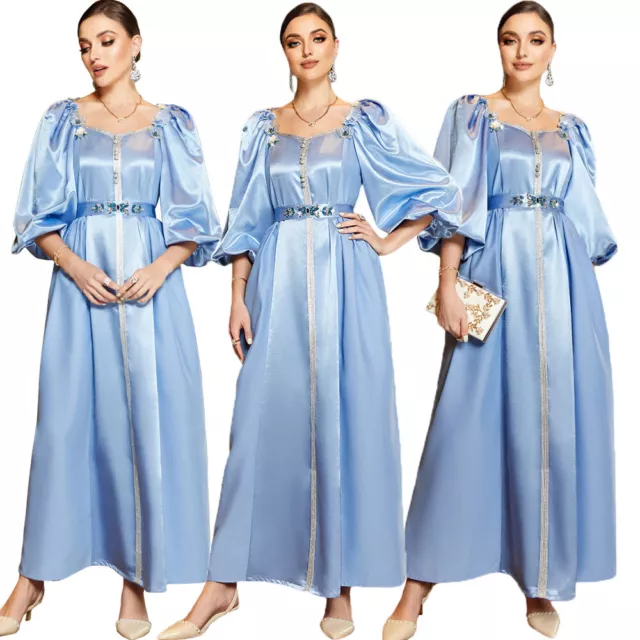 Ramadan Abaya Women Muslim Dubai Long Dress Party Moroccan Kaftan Arab Gown Robe
