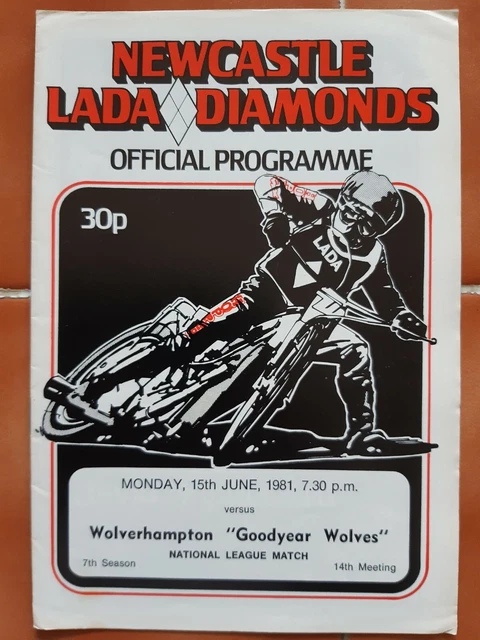 NEWCASTLE vs WOLVERHAMPTON SPEEDWAY PROGRAMME 15/6/1981 (EXCELLENT CONDITION)