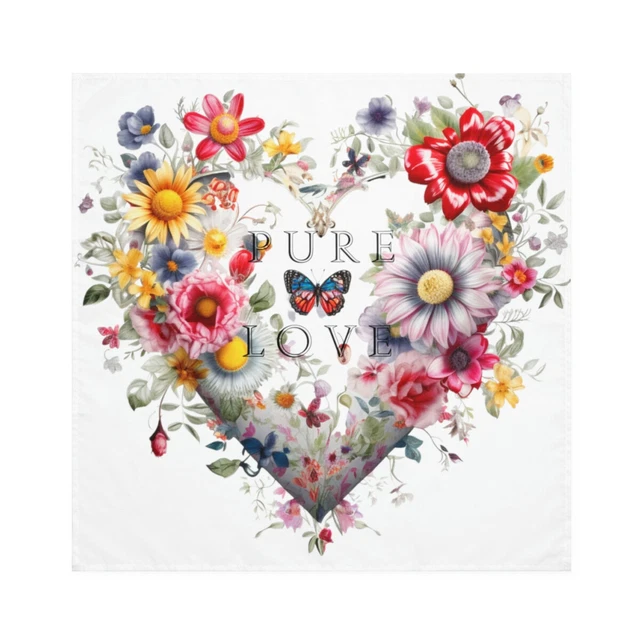 Pure Love Floral Heart Napkins set of 4, Boho Chic Kitchen Decor