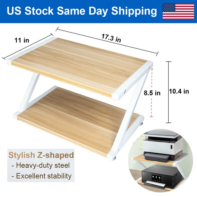 2 TIER WOODEN Printer Stand Desk Shelf Storage