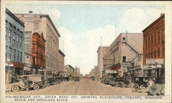 South Bend,IN Michigan Ave. St. Joseph County Indiana Antique Postcard Vintage