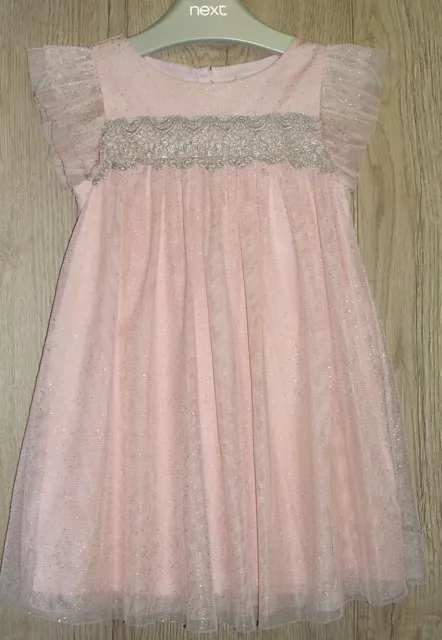 Girls Next Peach Pink Glitter Tulle Dress Party Occasion Age 12-18 Months