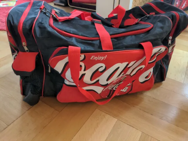 Vintage 90er Coca Cola Reisetasche Tasche Sporttasche Riesig Groß