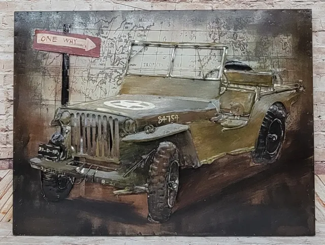 3D metal painting Jeep on a journey Home Office Decoration Hand Made