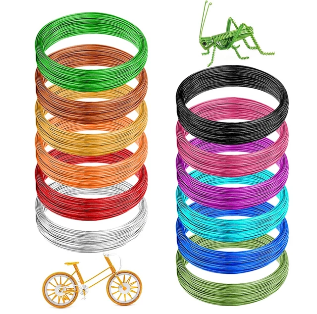 12 Rolls Colored Aluminum Craft Wire 196.8 Feet 18 Gauge 1mm Flexible