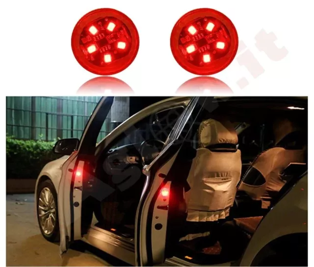 Coppia Luce Led Portiera Auto, Anti Collisione Segnalazione Lampeggiante, Apertu