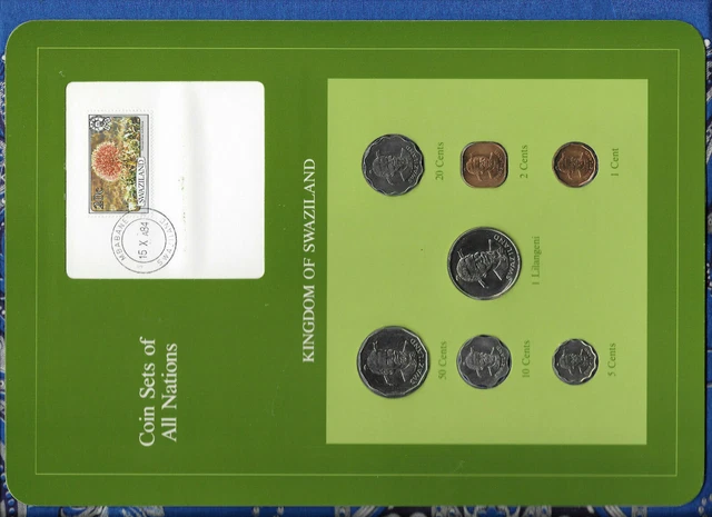 Coin Sets of All Nations Swaziland 1979-1982 UNC 50 cents 1 Lilangeni 1981