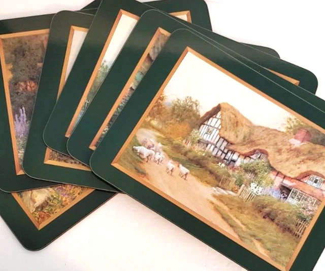 Jason Placements 6 Country Cottages Core 1963 Nueva Zelanda respaldo de corcho vintage