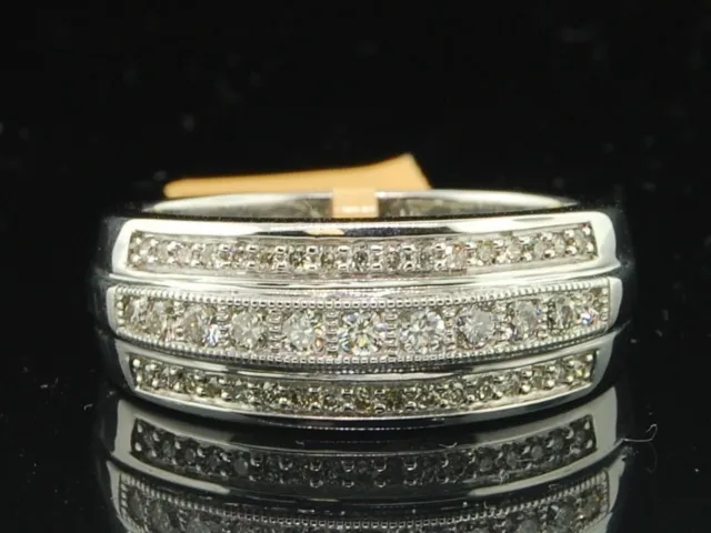 Diamond Wedding Band Mens Engagement Ring 10K White Gold Round Cut 0.50 Ct.