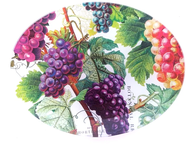 Michel Design Works Country Vineyard Grapes Glass Soap Dish 6.25"x4.75" Oval NEW