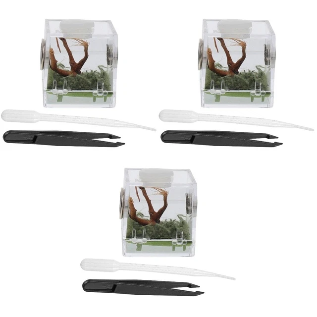 3x Snail Spider Habitat Cage Enclosure Tank Spider Cage Acrylic Tank