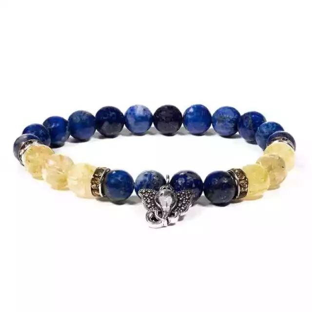 Armband aus Lapis Lazuli und Rutilquarz mit Ganesha Esoterik