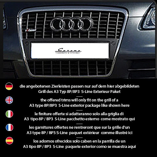 FÜR AUDI A3 8P und Sportback 8PA - 3M Chrom Zierleisten für S-LINE ...