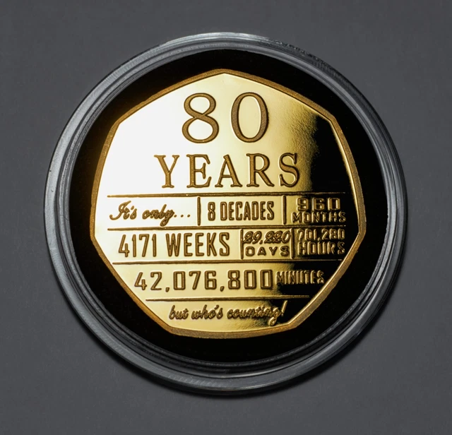 80th Birthday Commemorative Coin – Dual Metal Silver & 24ct Gold In Presentation Case