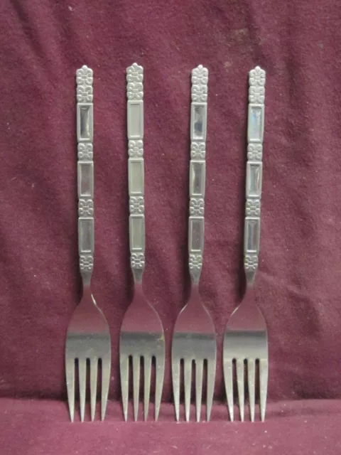 4pc Oneida Community Stainless MADRID NO BLACK  DINNER FORK  7 1/2"