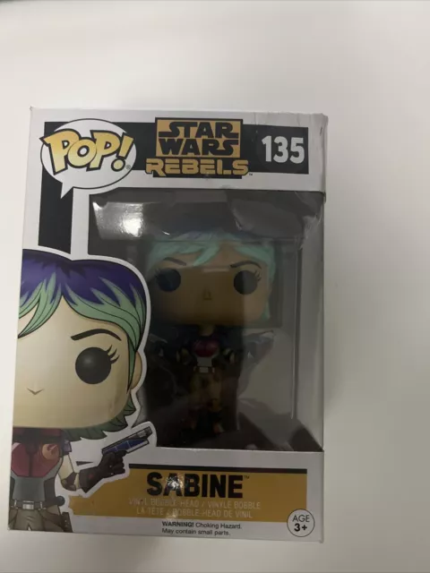 Star Wars Pop Vinyl Sabine 135 Bobble Head Figure Funko - Brand New Damaged Box