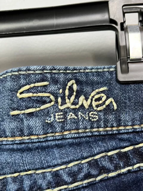 Silver cropped/Capri Jeans Juniors size 5 McKenzie thick stick flap pockets 3