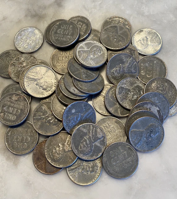 1943-P STEEL LINCOLN WHEAT CENT PENNY ROLL collected in the 50's & 60's.