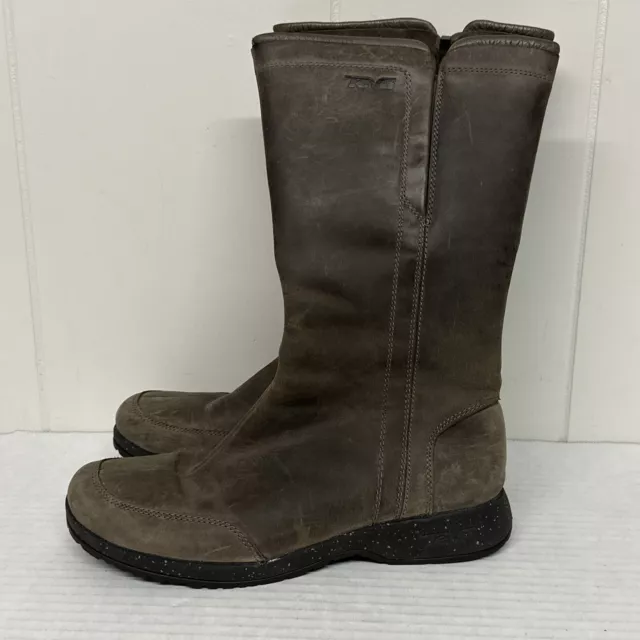 Teva Capistrano Boots Womens 9 Brown Leather Zip Up Waterproof Mid Calf 1003013