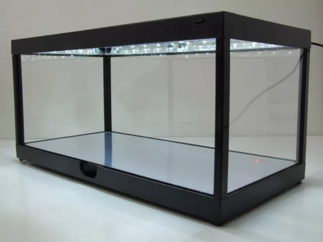 Klarsichtbox Vitrine LED-Deckenbeleuchtung Spiegelboden schwarz für Modellautos