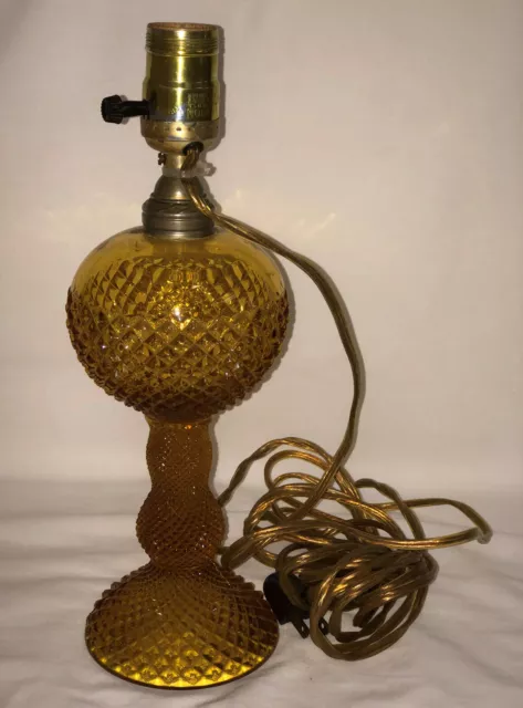Westmoreland ENGLISH HOBNAIL DARK AMBER 12 1/2" ELECTRIC LAMP BASE EH174