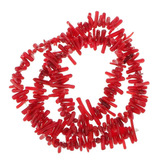 Perles Lâches De Branche De Corail De Bambou Rouge Foncé 9-12mm / 16 Pouces