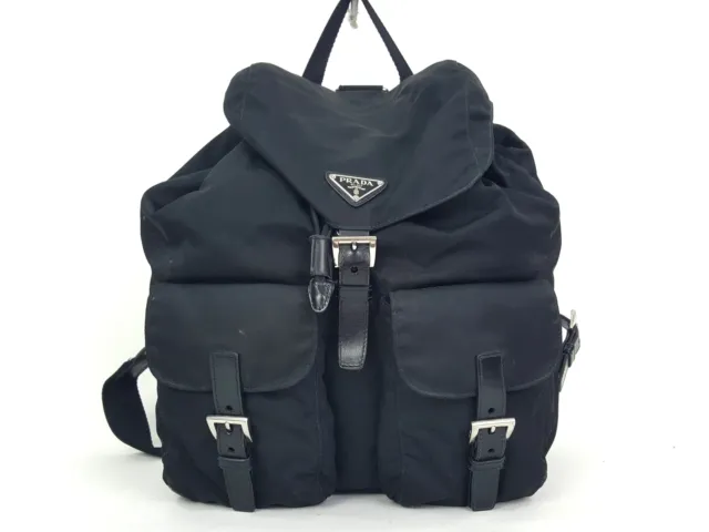 Prada Black Tessuto Nylon Drawstring Backpack Bag