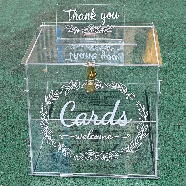 Acrylic Wedding Recept Transparent Money Gift Card Box Party Birthday Decorate>