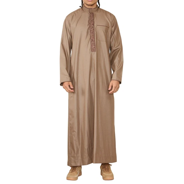 Caxndycing Abaya Vêtements De Prière Pour Homme Ihram Sultan Islam Costume De Cheikh Arabe Robe Musulmane à Manches Longues Rétro Islam Moyen-Orient, Bleu, M