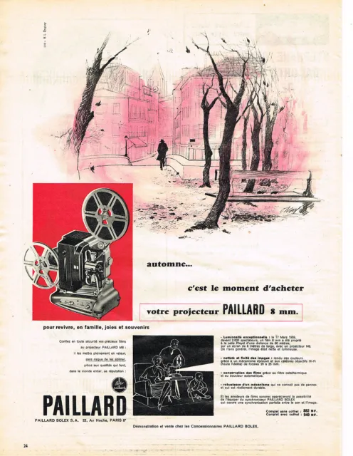 PUBLICITE ADVERTISING 0314   1959   PAILLARD   projecteur 8mm