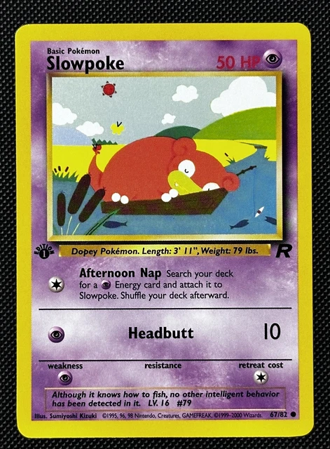 Slowpoke Team Rocket Card Slowpoke 67/82 1st Edition Team Rocket Pokemon  Card - Near Mint/Mint Condition Team Rocket Set 67/82