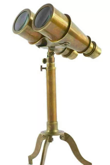 Binocular W/Tripod Stand Nautical Marine Table Standing Brass Spyglass Telescope