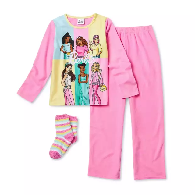 New Little & Big Girls 3-Piece Barbie Pant Pajama Set 4 6 8 10