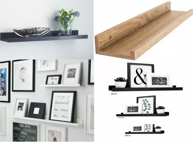 Wooden Wall Mounted Floating Shelf Kit Display Unit Home Bathroom Decor Shelves