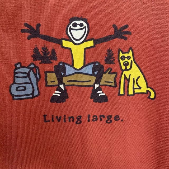 Life Is Good Men's Size L Short Sleeve T-Shirt Vintage Living Large Salmon Red