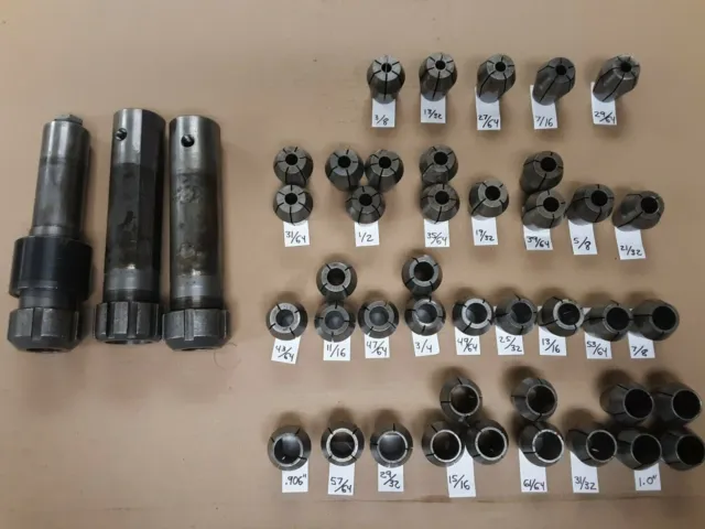 Lot of Double Taper Collet Holders and Collets