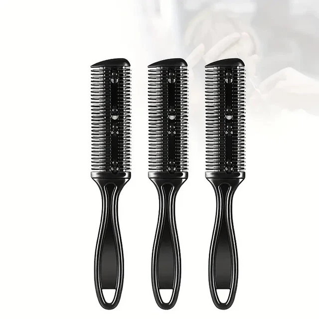 Kit De 3 Peignes Coupe-cheveux à 2 Lames 18cm Bleu - Pour Effiler Et Amincir, Tout Type De Cheveux - Neuf