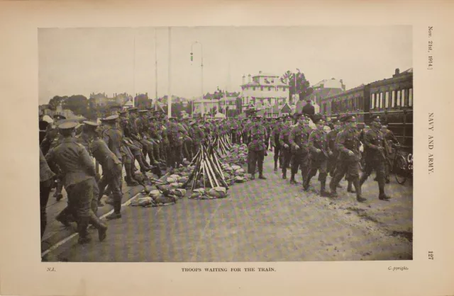 1914 Ww1 Article & Pics Military Staff Troops By Train British Soldiers France