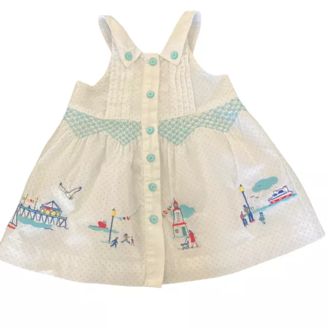 Janie and Jack Baby Girl Yacht Party White Sundress Size 0-3M