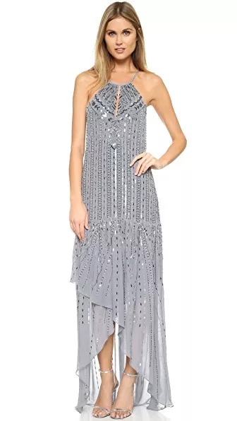 Parker Kansas Midi sequin Beaded Blue Mist High-low Maxi Dress Size XS, S, M NWT