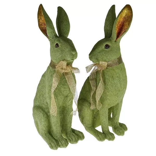 Hase Figur Ostern grün gold Schleife 54 35 26 cm Osterdeko Shabby Deko Osterhase