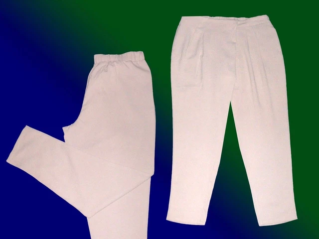 Pantalon de Femmes Loisirs Infroissable Gr.34-44 Beige Bande en Caoutchouc Neuf