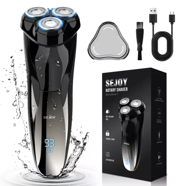 SEJOY 3D Men Electric Shaver Rotary Razor with Pop-up Trimmer Wet&Dry Waterproof