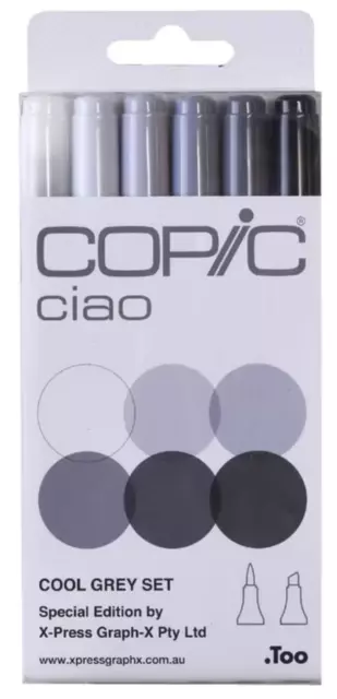 COPIC - Ciao Dual Tip Markers - 6 PACK (Cool Grey Set)