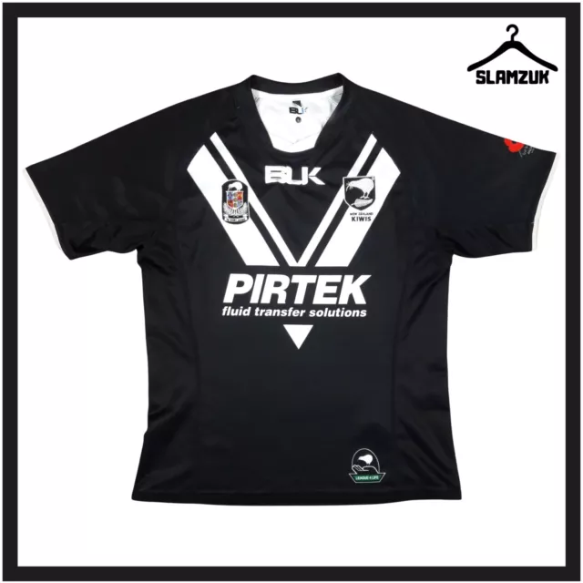 New Zealand Kiwis Rugby League Shirt BLK Large Home Kit Jersey 2014 2015 B66