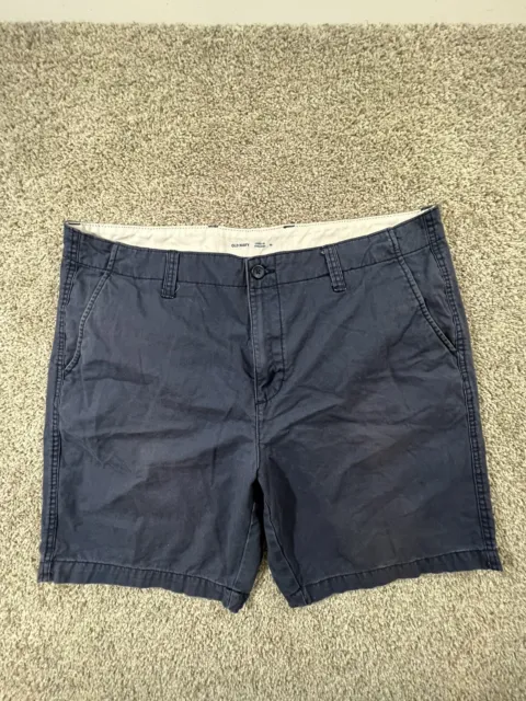 Old Navy Men's 100% Cotton Flat Front Casual Chino Shorts Sz 40 Navy Blue