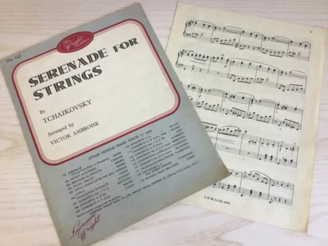 Piano Solo SERENADE FOR STRINGS Tchaikovsky Arr Victor Ambroise