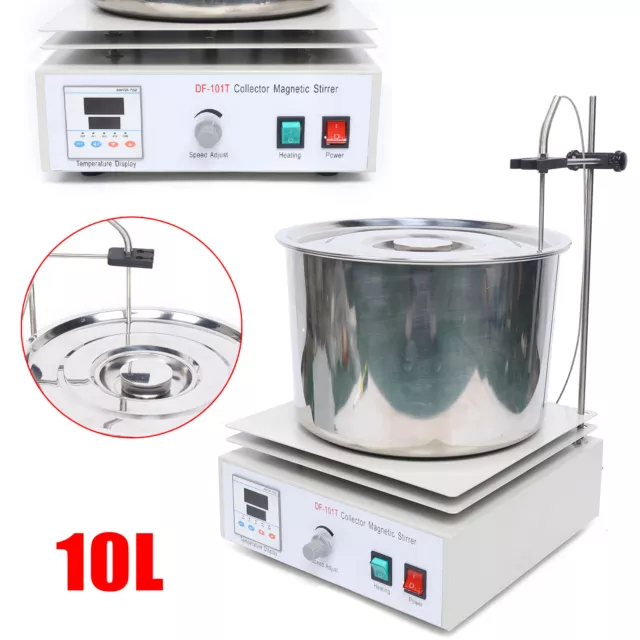 Lab Digital Magnetic Stirrer + Barrel Water Oil Bath Thermostat Heating Hotplate