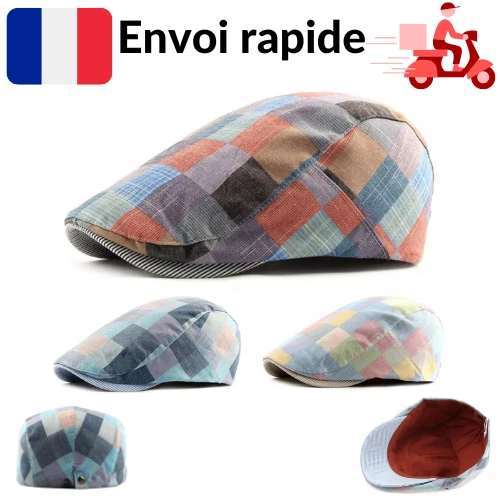 Casquette Homme : T. XL à Carreaux En Velours - Noir, Gris. Blanc - Accessoires & Bagagerie